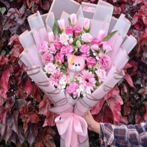 Buket Boneka Teddy Pink Full Aesthetic XXL | Buket Besar & Berkesan | Blooming Teddy Garden