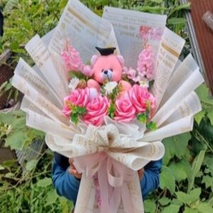 Buket Boneka Teddy Rose Pink Soft XL | Buket Manis & Feminine | Blush Teddy Bloom