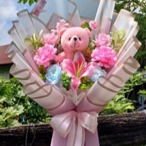 Buket Boneka Teddy Pink Full Bloom XL | Buket Cute & Ramai | Sweet Garden Teddy