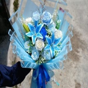 Buket Bunga Lyly Ocean Blue Aesthetic XXL | Buket Estetik Mewah | Hadiah Spesial | Buket Ocean Breeze