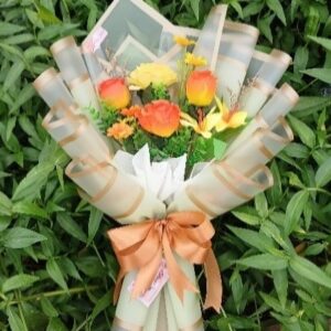 Buket Bunga Rose Orange Aesthetic L | Buket Ceria & Unik | Buket Rose Sunset Bloom