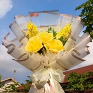 Buket Bunga Rose Kuning Cerah M | Kado Hari Spesial - Wisuda - Anniversary - dll | Buket Rose Sunny Glow