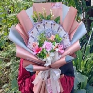 Buket Uang Baby Pink-Blue | 7 Lembar | XL