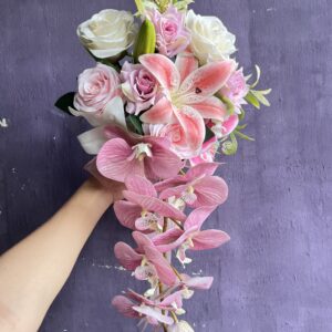Buket Wedding Pink Cascade | Buket Pengantin Menjuntai Elegan | Blush Cascade Bridal